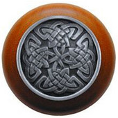  Nouveau Collection 1-1/2'' Diameter Celtic Isles Cherry Wood Round Knob in Antique Pewter, 1-1/2'' Diameter x 1-1/8'' D