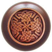  Nouveau Collection 1-1/2'' Diameter Celtic Isles Dark Walnut Wood Round Knob in Antique Copper, 1-1/2'' Diameter x 1-1/8'' D