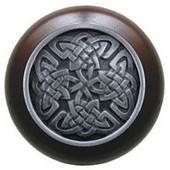  Nouveau Collection 1-1/2'' Diameter Celtic Isles Dark Walnut Wood Round Knob in Antique Pewter, 1-1/2'' Diameter x 1-1/8'' D