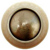  Classic Collection 1-1/2'' Diameter Plain Dome Natural Wood Round Knob in Antique Brass, 1-1/2'' Diameter x 1-1/8'' D