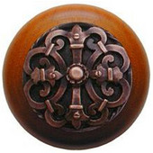  Chateau Collection 1-1/2'' Diameter Chateau Cherry Wood Round Knob in Antique Copper, 1-1/2'' Diameter x 1-1/8'' D