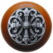  Chateau Collection 1-1/2'' Diameter Chateau Cherry Wood Round Knob in Antique Pewter, 1-1/2'' Diameter x 1-1/8'' D