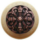  Chateau Collection 1-1/2'' Diameter Chateau Natural Wood Round Knob in Antique Copper, 1-1/2'' Diameter x 1-1/8'' D