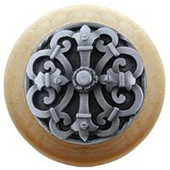  Chateau Collection 1-1/2'' Diameter Chateau Natural Wood Round Knob in Antique Pewter, 1-1/2'' Diameter x 1-1/8'' D