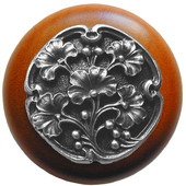  Florals & Leaves Collection 1-1/2'' Diameter Ginkgo Berry Round Wood Cabinet Knob in Antique Pewter and Cherry, 1-1/2'' Diameter x 1-1/8'' D
