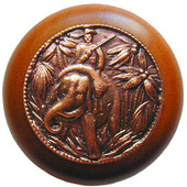  Lodge & Nature Collection 1-1/2'' Diameter Jungle Patrol Round Wood Cabinet Knob in Antique Copper and Cherry, 1-1/2'' Diameter x 1-1/8'' D