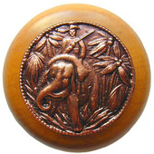 Lodge & Nature Collection 1-1/2'' Diameter Jungle Patrol Round Wood Cabinet Knob in Antique Copper and Maple, 1-1/2'' Diameter x 1-1/8'' D