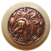  Lodge & Nature Collection 1-1/2'' Diameter Jungle Patrol Round Wood Cabinet Knob in Antique Copper and Natural, 1-1/2'' Diameter x 1-1/8'' D