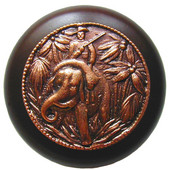  Lodge & Nature Collection 1-1/2'' Diameter Jungle Patrol Round Wood Cabinet Knob in Antique Copper and Dark Walnut, 1-1/2'' Diameter x 1-1/8'' D