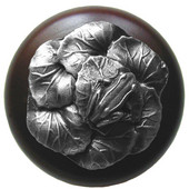 Lodge & Nature Collection 1-1/2'' Diameter Leap Frog Round Wood Cabinet Knob in Antique Pewter and Dark Walnut, 1-1/2'' Diameter x 1-3/8'' D