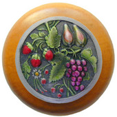  Tuscan Collection 1-1/2'' Diameter Tuscan Bounty Round Wood Cabinet Knob in Hand-Tinted Antique Pewter and Maple, 1-1/2'' Diameter x 1-1/8'' D