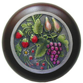  Tuscan Collection 1-1/2'' Diameter Tuscan Bounty Round Wood Cabinet Knob in Hand-Tinted Antique Pewter and Dark Walnut, 1-1/2'' Diameter x 1-1/8'' D