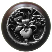  Nouveau Collection 1-1/2'' Diameter River Iris Round Wood Cabinet Knob in Antique Pewter and Maple, 1-1/2'' Diameter x 1-1/8'' D