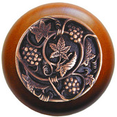  Tuscan Collection 1-1/2'' Diameter Grapevines Round Wood Cabinet Knob in Antique Copper and Cherry, 1-1/2'' Diameter x 1-1/8'' D