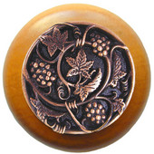  Tuscan Collection 1-1/2'' Diameter Grapevines Round Wood Cabinet Knob in Antique Copper and Maple, 1-1/2'' Diameter x 1-1/8'' D