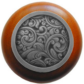  Classic Collection 1-1/2'' Diameter Saddleworth Round Wood Cabinet Knob in Antique Pewter and Cherry, 1-1/2'' Diameter x 1-1/8'' D