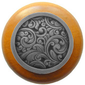  Classic Collection 1-1/2'' Diameter Saddleworth Round Wood Cabinet Knob in Antique Pewter and Maple, 1-1/2'' Diameter x 1-1/8'' D