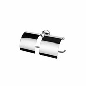  Double Toilet Roll Holder With Cover, Chrome Plated Brass, 11-7/10'' W