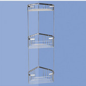  Wall Mounted Wire Corner Double Shower Basket, 6-7/10'' L x 6-7/10'' W x 24-1/5'' H, Chrome
