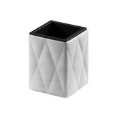  Square Faux Leather Toothbrush Holder, 3-2/5'' W x 3-2/5'' D x 4-2/5'' H, Black/White