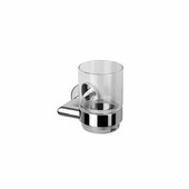  Wall Mounted Tumbler Holder, Clear Glass, Chrome Plated Brass, 4-1/10'' W