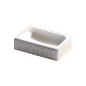  Rectangle Faux Leather Soap Dish, 4-9/10'' L x 3-3/10'' W x 1-1/10'' H, Silver