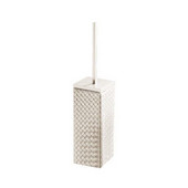  Free Standing Square Faux Leather Toilet Brush Holder, 3-3/10'' L x 3-3/10'' W x 16-1/10'' H, Pearl 
