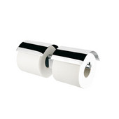  Double Toilet Roll Holder With Cover, Chrome Plated Brass, 10-2/5'' W