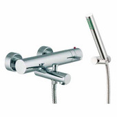  Fima Wall Mounted Thermostatic Bath Mixer With Hand Shower Set, 2-3/10'' H x 6-1/5'' D x 10-2/5'' W, Chrome