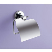  Wall Mounted Chrome Toilet Paper Holder w/ Cover, 5-1/10'' L x 2-1/10'' W x 5-1/10'' H, Chrome