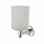  Wall Mounted Round Frosted Glass Toothbrush Holder with Brass, Chrome