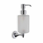  Wall Mounted Round Frosted Glass Soap Dispenser with Brass, Chrome