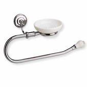  Wall Mounted Chrome Towel Ring with Soap Dish, Chrome and White