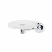  Wall Mounted Frosted Glass Soap Dish with Brass, Chrome