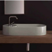  Seventy 87 Above Counter Bathroom Sink in White, Single Hole 34-3/10'' x 13-4/5''