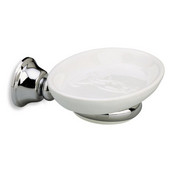  Wall Mounted White Ceramic Soap Dish With Brass Mounting, 2-2/5'' H x 5-9/10'' W x 5-1/10'' D, Gold