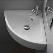  Square 8007-E Wall Mounted Corner Bathroom Sink in White, Single Hole; 18-1/2'' x 18-1/2''