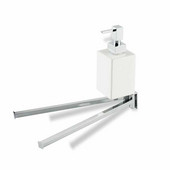 Wall Mounted Chrome Double Towel Bar with Ceramic Soap Dispenser, Chrome