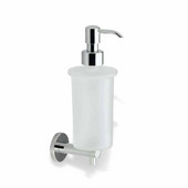  Wall Mounted Round Frosted Glass Soap Dispenser with Brass, Chrome