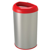  50 Liters (13.2 Gallons) Open Top Trash Can in Red / Stainless Steel, 14-29/32'' W x 11-29/32'' D x 26-5/16'' H