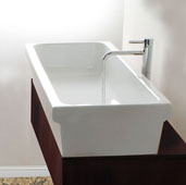  Brant Point Collection 35-1/2'' Rectangular Italian Fireclay Vessel Bathroom Sink in Glaze White, 35-1/2'' W x 17-3/4'' D x 7'' H