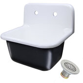  Anchor Collection 22'' W Cast Iron Wall Mount Bathroom Utility Sink Set in Black Underside / White Interior with Grid Drain