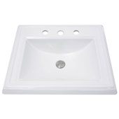  Great Point Collection 23''W Rectangular Drop-In Ceramic Vanity Sink, White Porcelain Enamel Glaze Finish