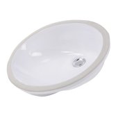  Great Point Collection Glazed Bottom Undermount Oval Ceramic Bathroom Sink in White, 19-1/8'' Diameter x 15-3/4'' D, 8-1/8'' Bowl Depth
