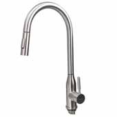  Contemporary Goose Neck Pull-Down Faucet with Modern Styling in Brushed Stainless Steel Finish