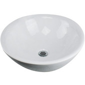  Round White Vessel Sink With Overflow, 16-3/4''W x 16-3/4''D x 7-1/2''H