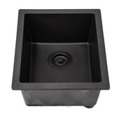 Rockport Collection 15'' W Single Bowl Dual-Mount Granite Composite Bar-Prep Sink in Black, 15'' W x 18'' D x 7-5/8'' H