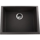  Plymouth Collection Small Single Bowl Undermount Granite Composite, Black, 23-5/8''W x 17-3/4''D x 8-1/4''H
