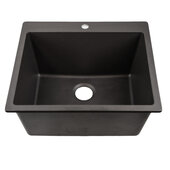  Rockport Collection 25'' W Single Bowl Dual-Mount Granite Composite Laundry Sink in Black, 25'' W x 21-3/4'' D x 12'' H
