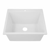  Rockport Collection 25'' W Single Bowl Dual-Mount Granite Composite Laundry Sink in White, 25'' W x 21-3/4'' D x 12'' H